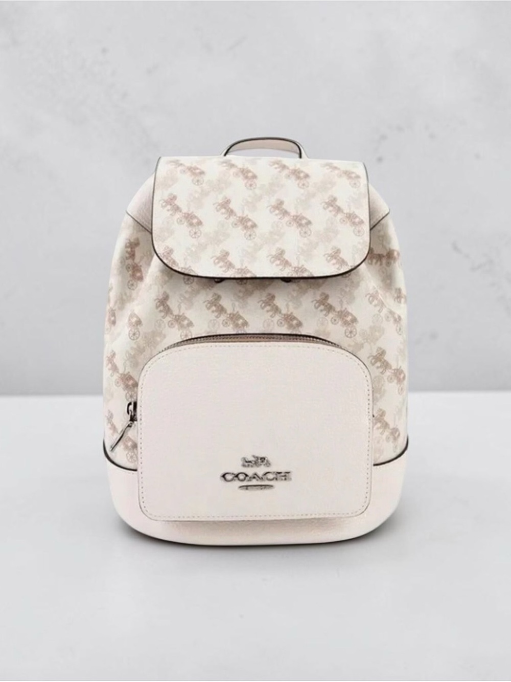 Coach Jes Backpack in Horse & Carriage Print - Cream/Burgundy 91110